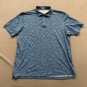 Peter Millar Shirt Mens 2XL Blue Floral Pima Cotton Golf Polo Stretch Preppy